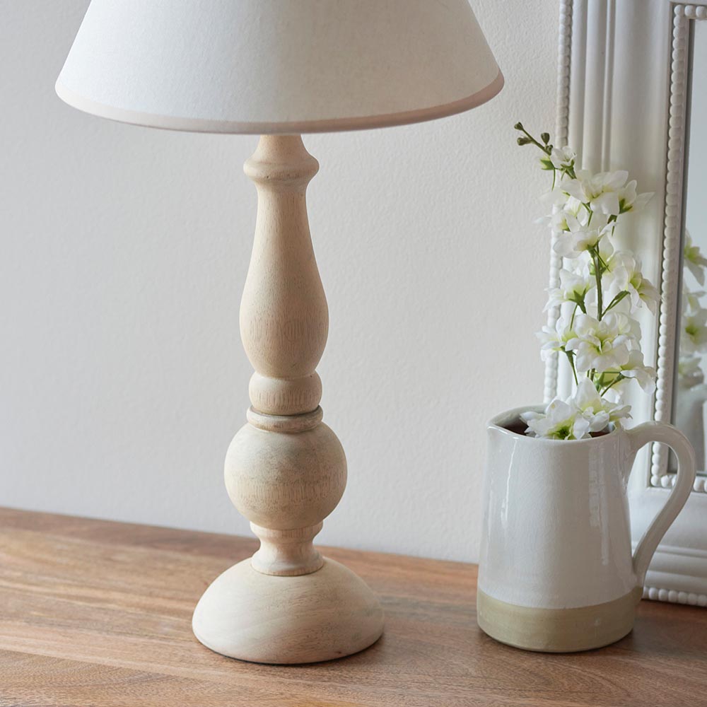 Hidcote Traditional Turned Wood Table Lamp With Ivy 30cm Vintage Shade, 1x B22