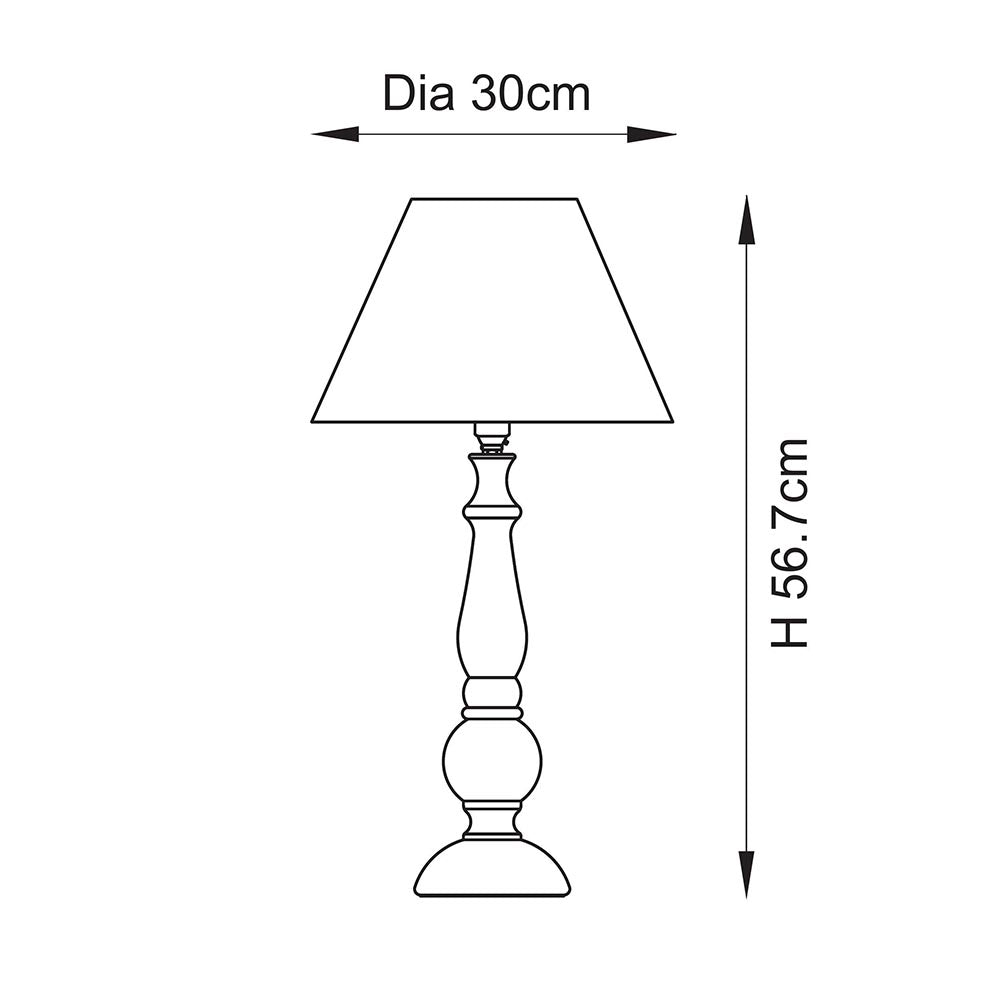 Hidcote Traditional Turned Wood Table Lamp With Ivy 30cm Vintage Shade, 1x B22