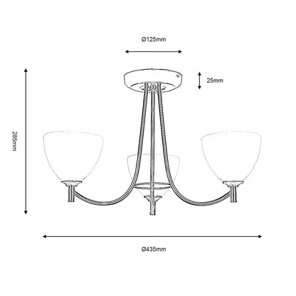 Hamburg Traditional Style Semi Flush Ceiling Light, 3x G9 (Oaks 1178/3)