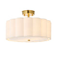 Serene Art Deco Style 2 Light Semi Flush Fitting with Cotton Shade and Fabric Diffuser