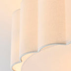 Serene Art Deco Style 2 Light Semi Flush Fitting with Cotton Shade and Fabric Diffuser