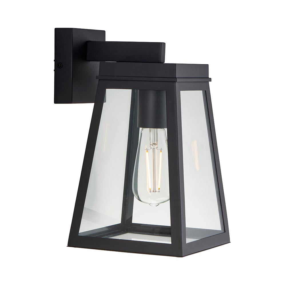 Endon Lighting - Lymington - 118762 - Black Clear Glass IP44 Outdoor Wall Light