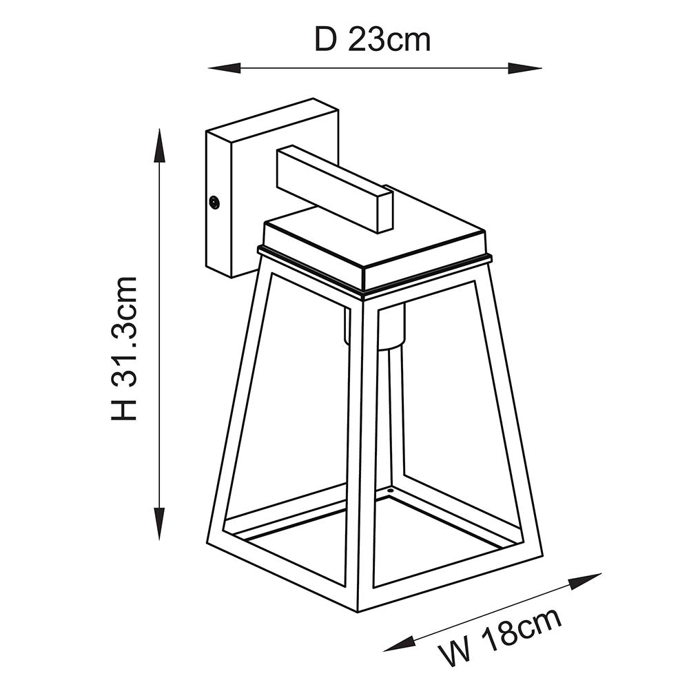 Endon Lighting - Lymington - 118762 - Black Clear Glass IP44 Outdoor Wall Light