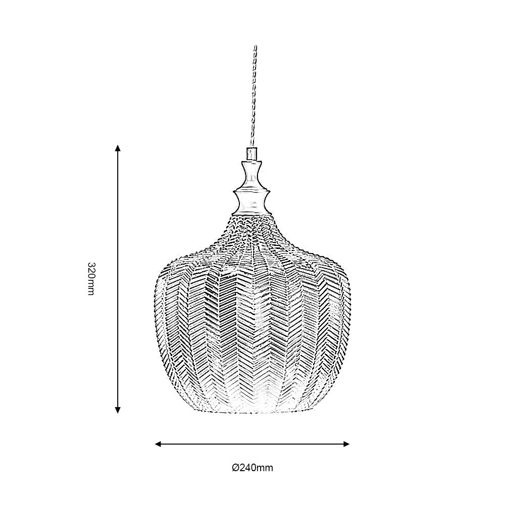 Darby Single Pendant with Faceted Glass and Smoked Tint  1 X E27(Oaks 1240 BK)