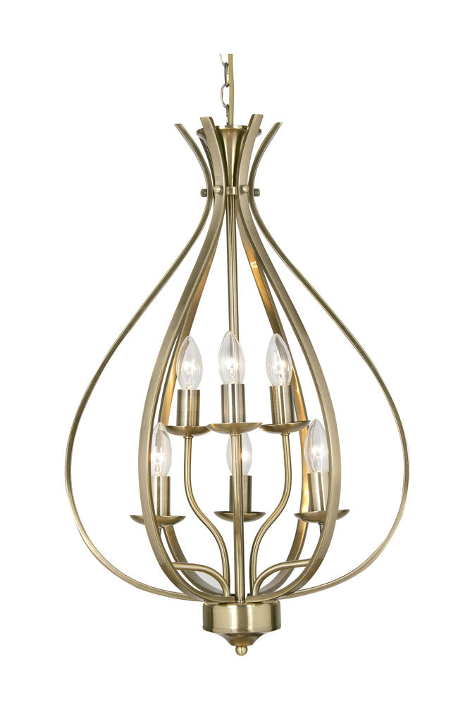 Araba 6 Light Lantern Pendant With Curving Candle Holders, 6 x E14   (Oaks 1309/6)