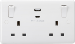 13A 2G SP Switched Socket with Dual USB A+C (5V DC 4.8A shared) with Outboard Rockers - Luminosity Designs Ltd