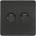 Matt Black Flat Plate 2G 2-way 10-200W (5-150W LED) Intelligent dimmer