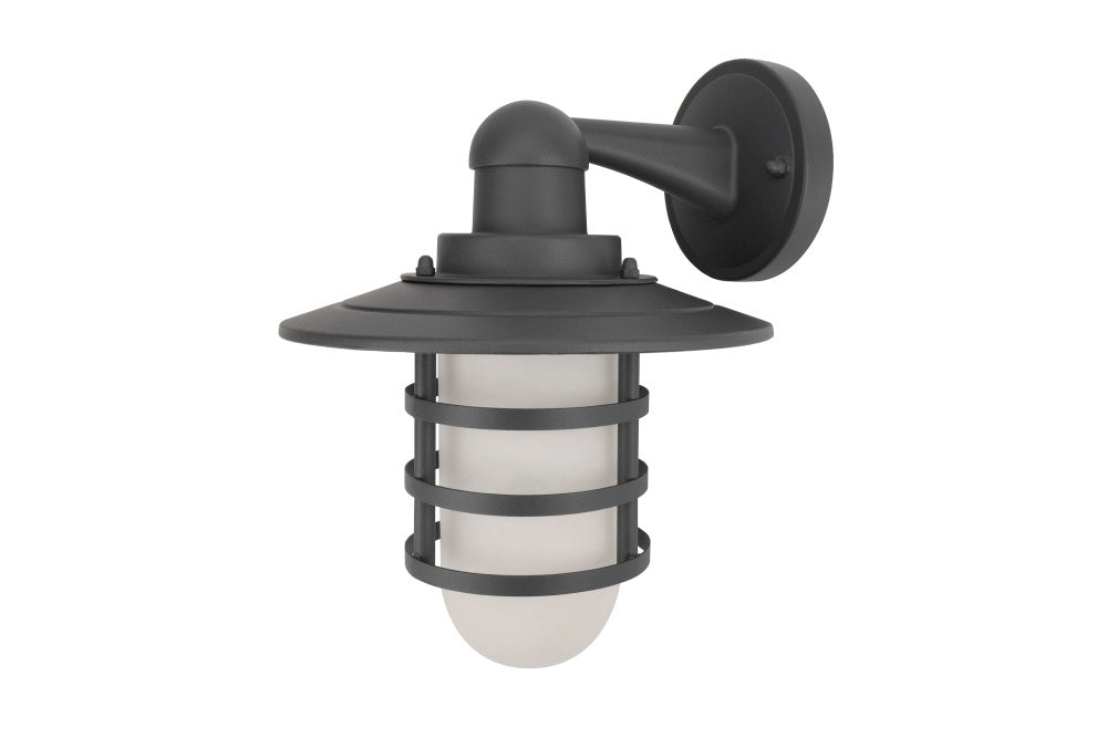 Lisse Downward Wall Lantern, 1 x E27, IP44, Anthracite/Clear Glass