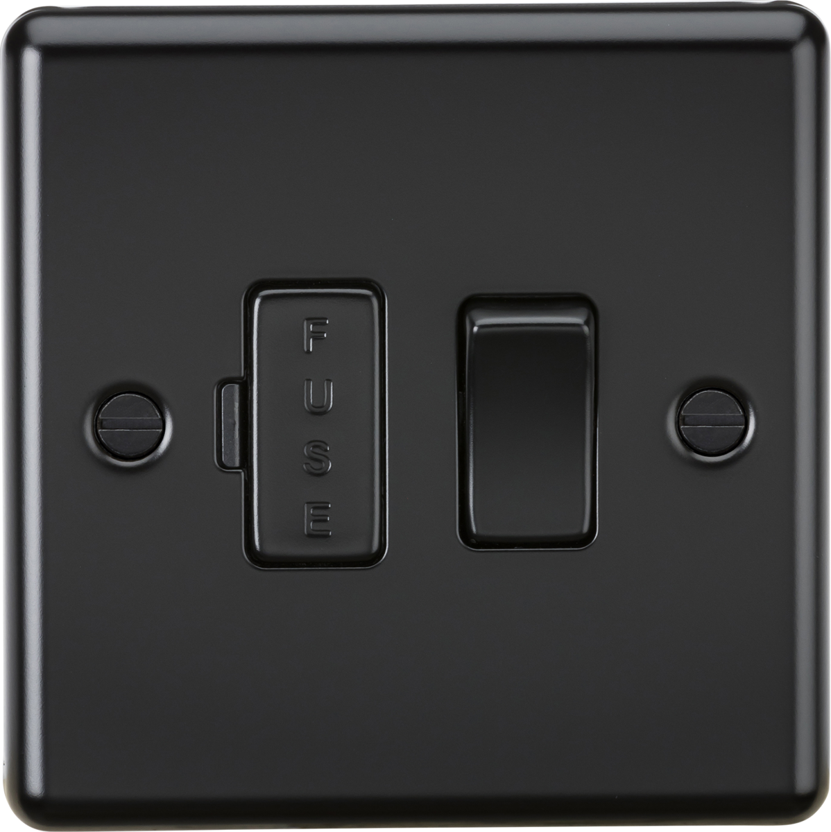 Matt Black Rounded Edge Switched Fuse Spur NO Neon