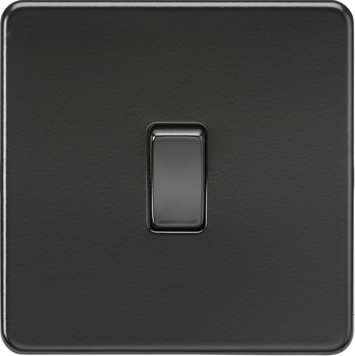 Matt Black Flat Plate 10AX 1G 2-way Light Switch