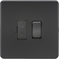 Matt Black Flat Plate Screwless 13A Switched Fused Spur Unit