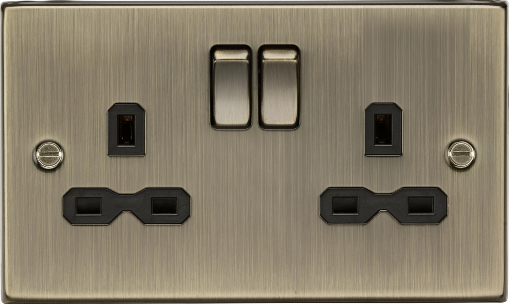 Squared Edge 13A 2G DP Switched Socket with Twin Earths