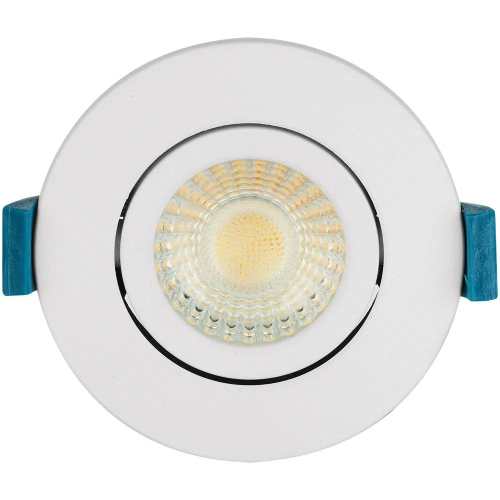 Crompton Lamps Firesafe Adjustable Integrated LED Downlight with White Bezel Included • Dimmable • 4W/6W/8W • 2700K/3000K/4000K/6000K