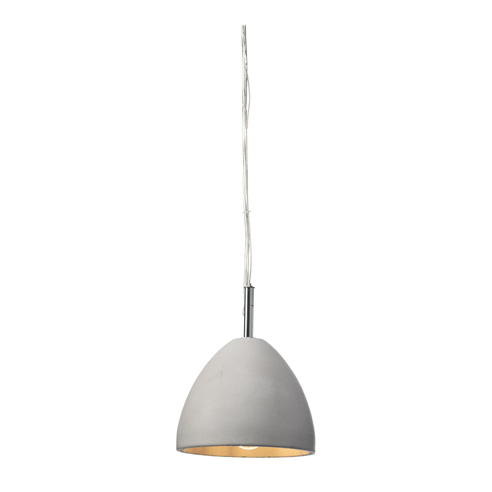 Morgen Concrete Pendant with Clear Cable and Chrome Fixings, 1x E14  (Oaks 1800)