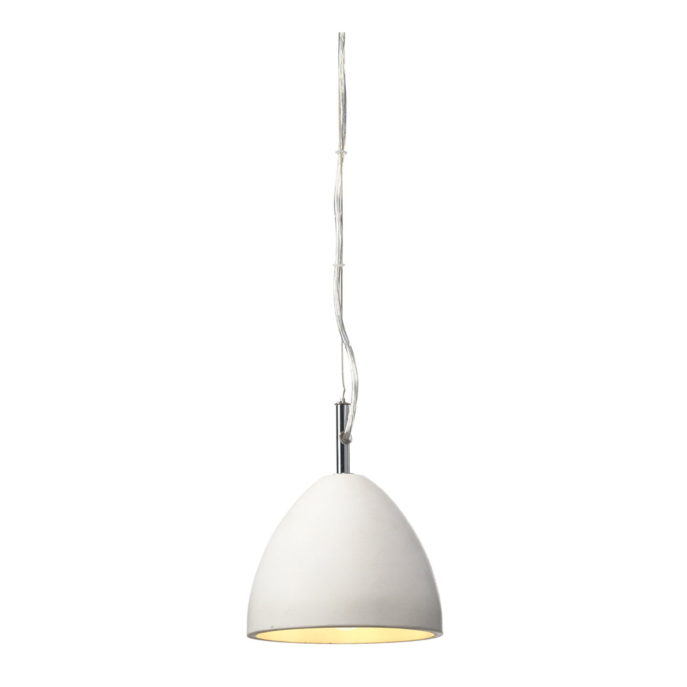 Morgen Concrete Pendant with Clear Cable and Chrome Fixings, 1x E14  (Oaks 1800)