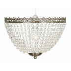 Ekon Large Gathered Beaded Glass Pendant Shade with Scrolled Metalwork (Oaks 181)