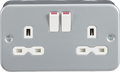 Metal Clad 13A 2G DP Switched Socket - Powder-coated Silver/Grey