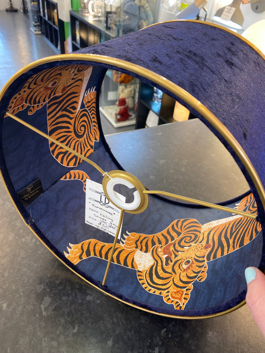 Hand Crafted Drum Ceiling Lampshade - Blue Tigers