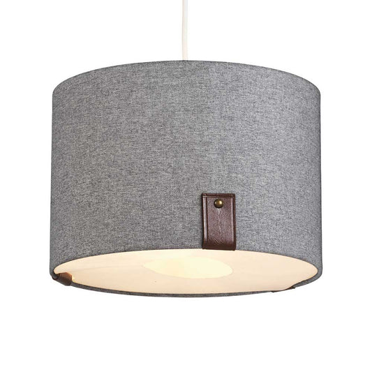 Logan Linen Fabric Pendant Shade with Leather Detailing and Integrated Diffuser   (Oaks 202/16)