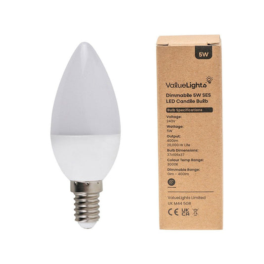 Touch Lamp MiniSun Dimmable 5W SES/E14 Frosted Candle Bulb In Warm White