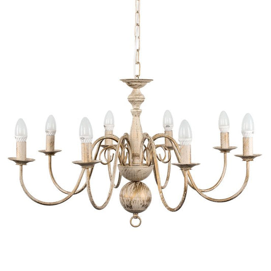 Gothica 8 Way Rustic Cream Ceiling Light with Curved Arms, Chain Fixing, 8x E14 (22131)