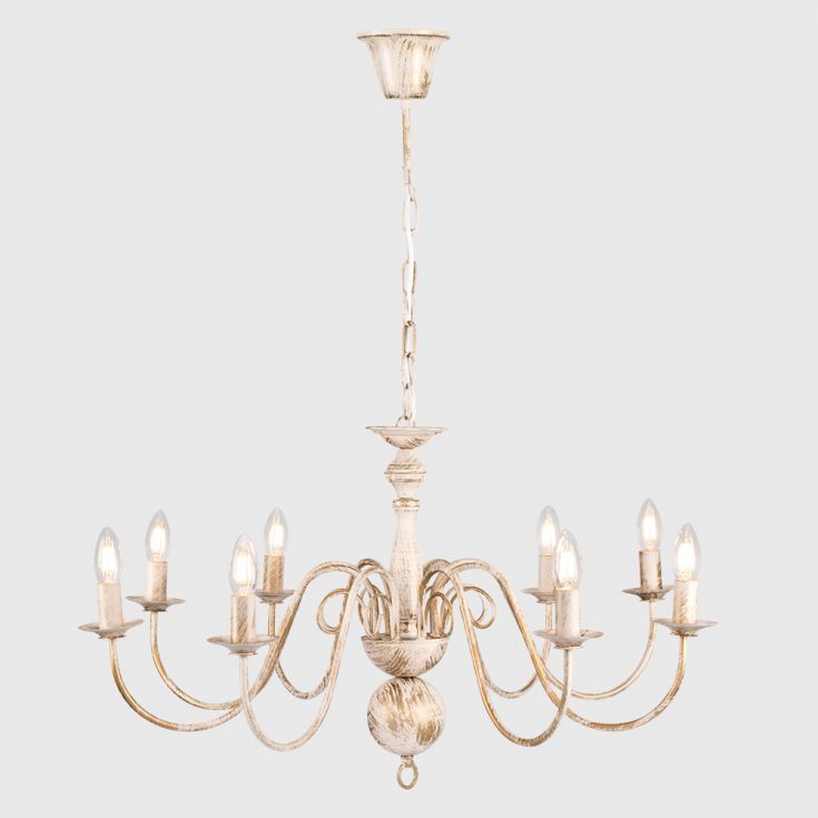 Gothica 8 Way Rustic Cream Ceiling Light with Curved Arms, Chain Fixing, 8x E14 (22131)