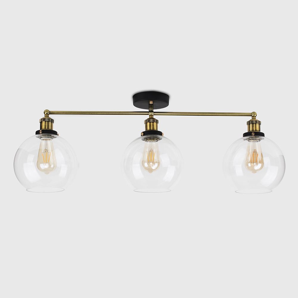 Devon Steampunk Industrial 3 Light Semi Flush