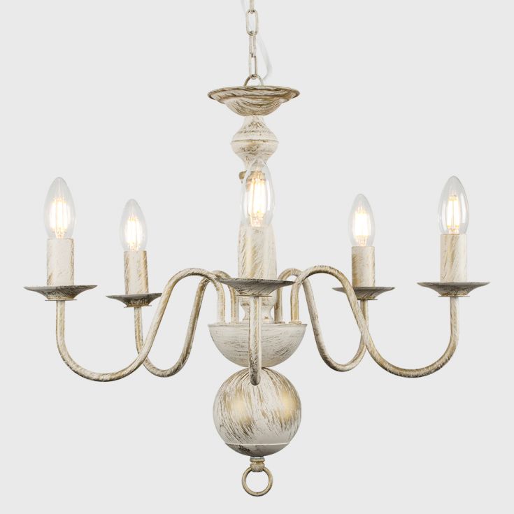 Gothica 5 Way Rustic Cream Ceiling Light with Curved Arms, Chain Fixing, 5x E14 (24067)