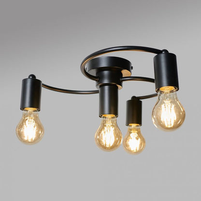 Trisk Semi Flush Ceiling Light in Matt Black