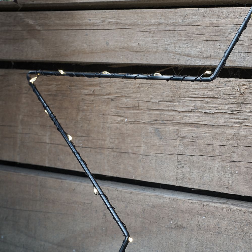 IP44 Small Black Outdoor Warm White Star Light