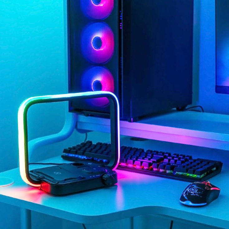 3-in-1 Wireless Charging Pad with Colour Changing Light in Black