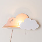 Pink and White Cloud Plug-In Shelf Wall Light