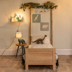 Green and White Dinosaur Plug-In Shelf Wall Light With Pull Switch