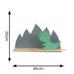 Green and White Dinosaur Plug-In Shelf Wall Light With Pull Switch