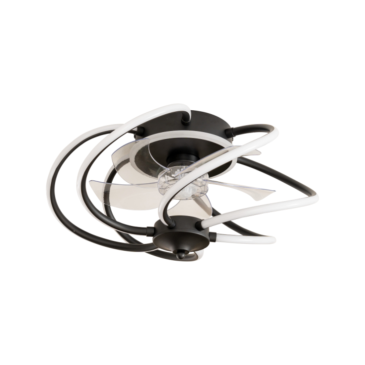 Infinity Swirl Integrated LED neon light Style Ceiling Fan in Matt Black with Remote Control