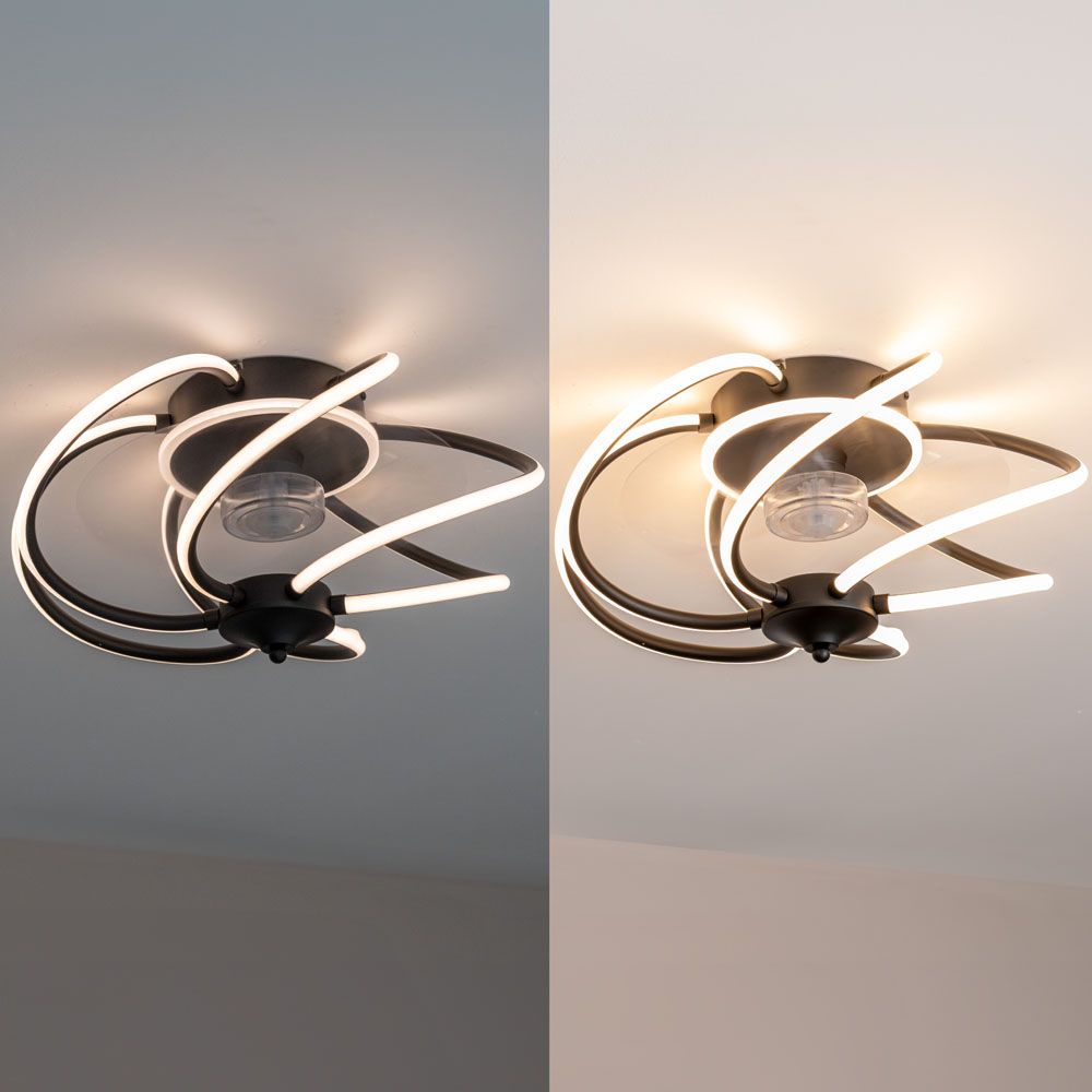 Infinity Swirl Integrated LED neon light Style Ceiling Fan in Matt Black with Remote Control