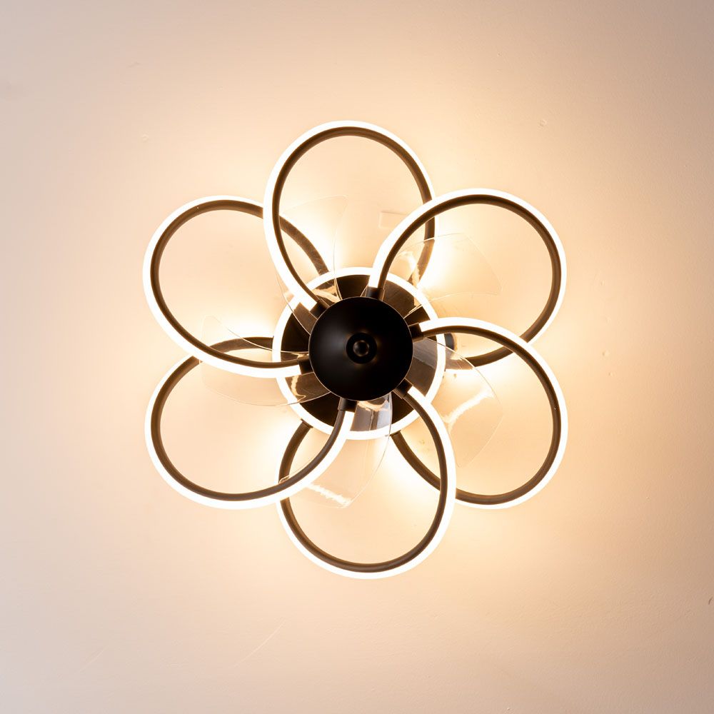 Infinity Swirl Integrated LED neon light Style Ceiling Fan in Matt Black with Remote Control