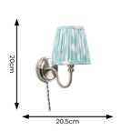 Neely Brushed Chrome Curved Plug In Wall Light with Blue Pleated Shade