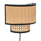 Grant Plug In Wall Light with Natural and Black Cane Shade