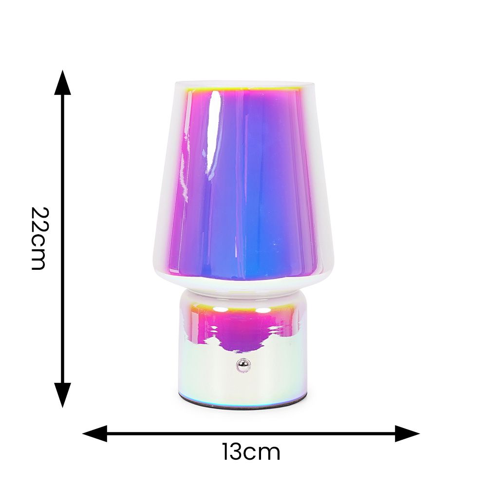 Hanya Iridescent Glass Rechargeable LED Table Lamp