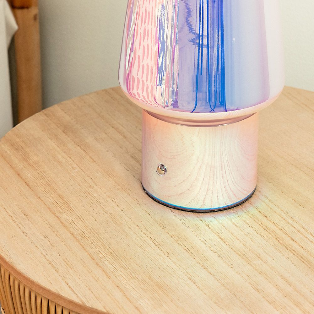 Hanya Iridescent Glass Rechargeable LED Table Lamp