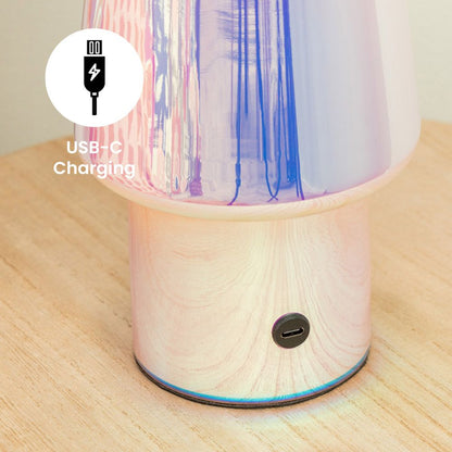 Hanya Iridescent Glass Rechargeable LED Table Lamp