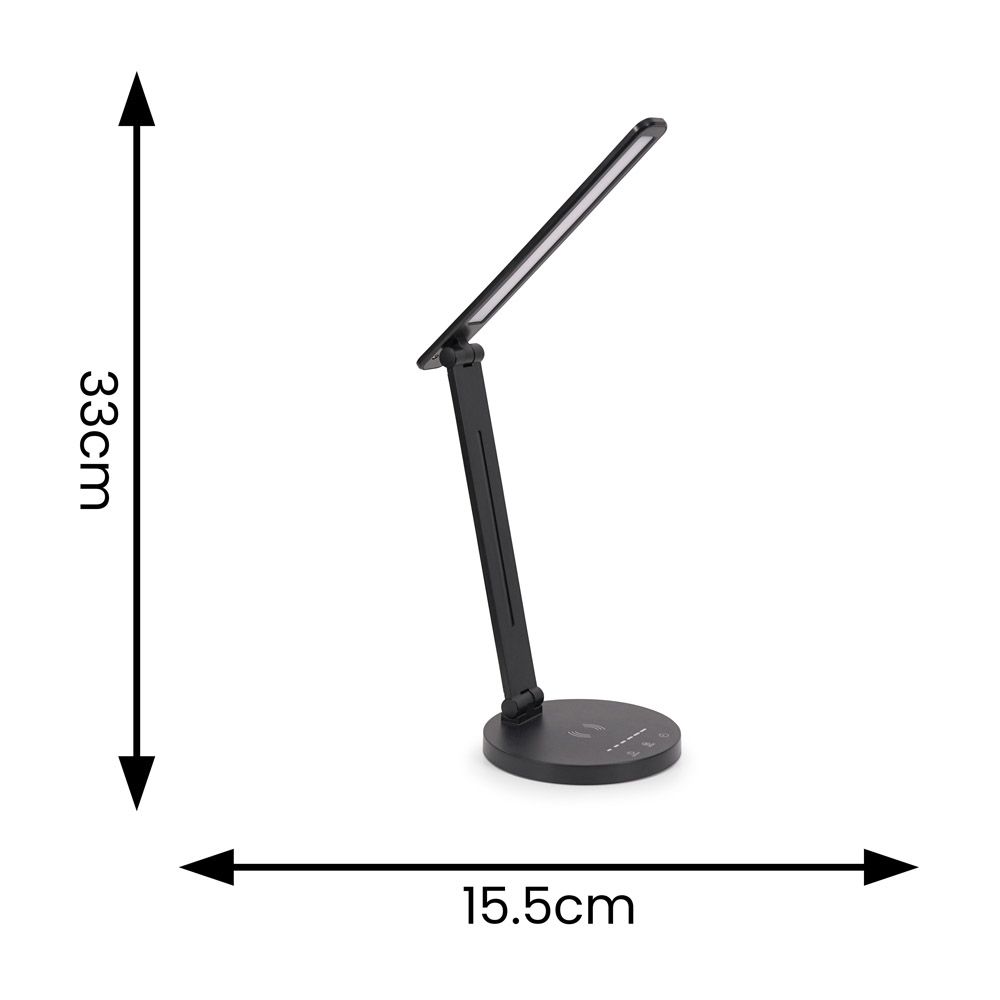 Kiko Dimmable Desk Lamp in Black with Wireless Charging