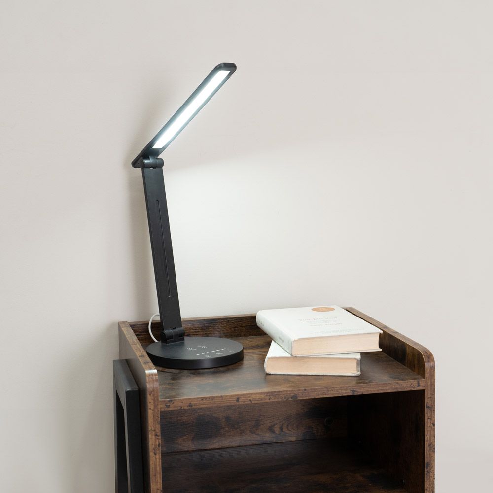 Kiko Dimmable Desk Lamp in Black with Wireless Charging