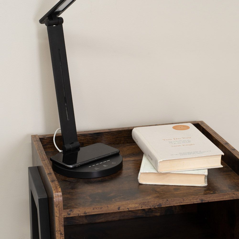 Kiko Dimmable Desk Lamp in Black with Wireless Charging