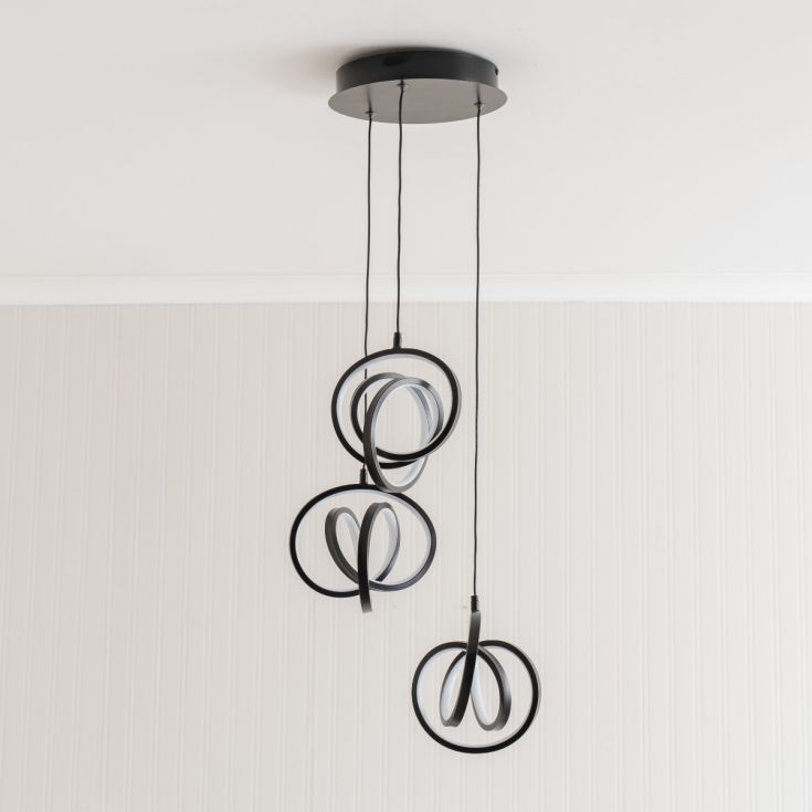 Infintity Loop 3 Light Multi Pendant in Black With Integrated LED
