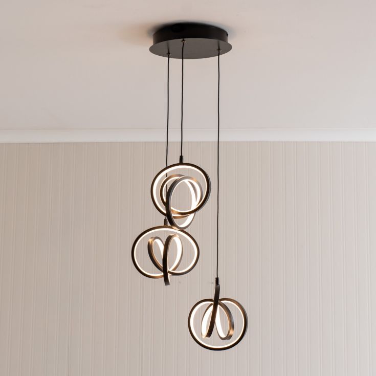 Infintity Loop 3 Light Multi Pendant in Black With Integrated LED