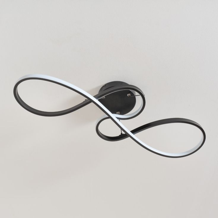 Infintity Loop Linear Pendant or Semi Flush in Black With Integrated LED
