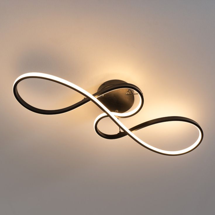 Infintity Loop Linear Pendant or Semi Flush in Black With Integrated LED