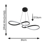 Infintity Loop Linear Pendant or Semi Flush in Black With Integrated LED